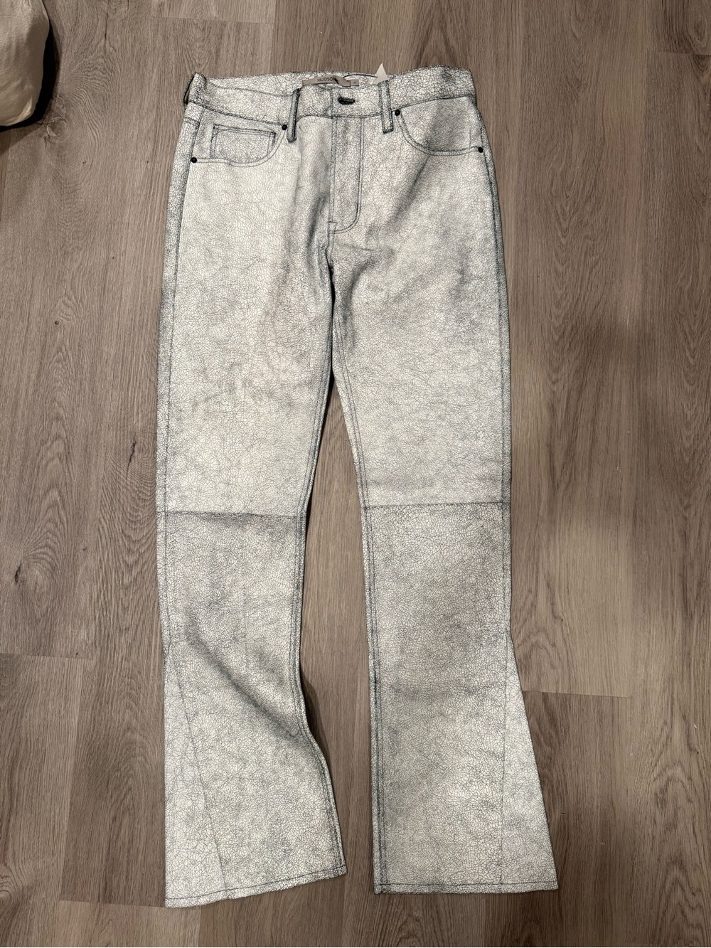 Hudson Jeans White Cracked Leather Bootcut Jeans